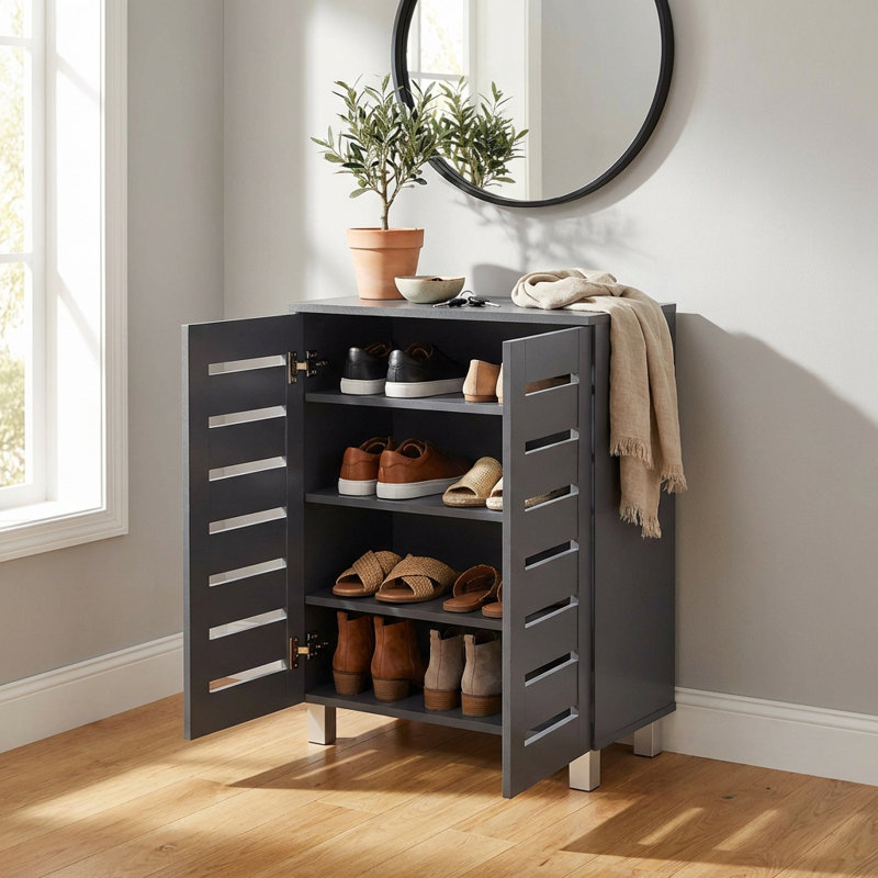 Euston 10 Pair Shoe Storage Cabinet, Dark Grey