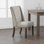 Ensemble de 2 chaises d'appoint de salle à manger Alex, à oreilles, bois brun clouté, beige