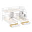 Triple lits superposés en bois avec escaliers et tiroirs de rangement, lit superposé simple au-dessus de simple, 3 lits superposés avec tablettes intégrées