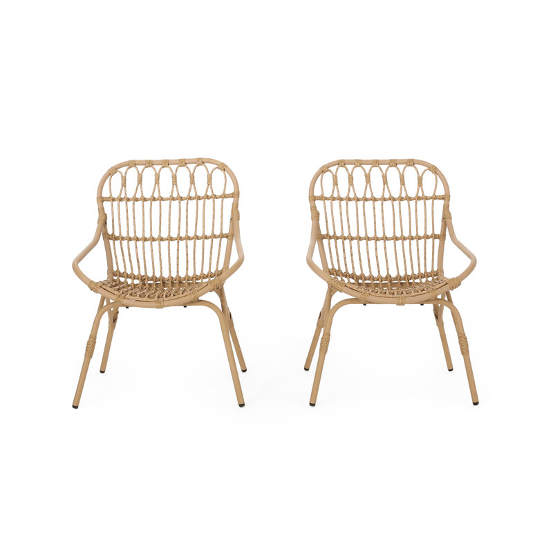 Chaises de patio en brun et en fer, l 24,52 po x H 33,72 po, 2 pièces en faux tissage ouvert, brun, 28,72 po