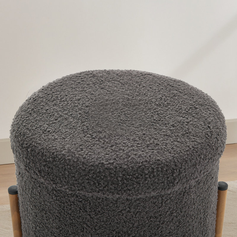 Modern Round Storage Stools With Base, Grey