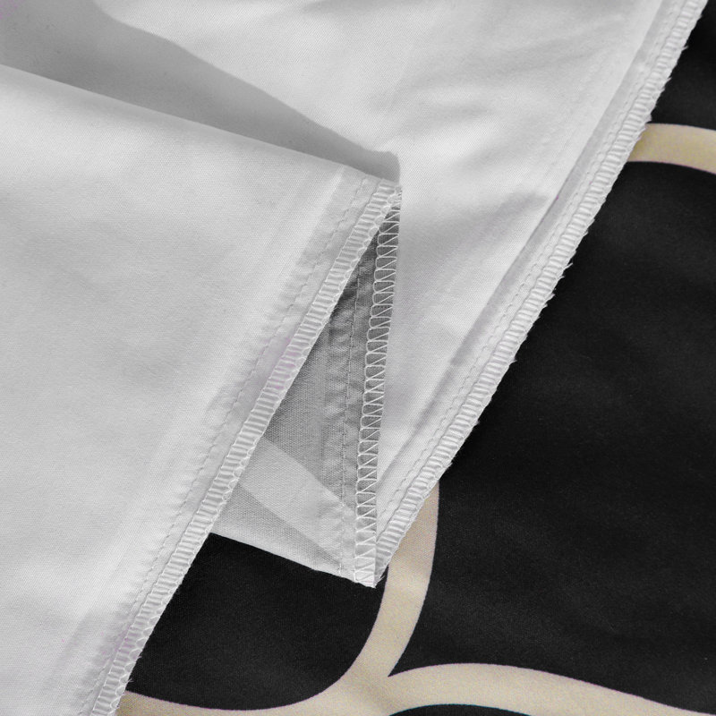 Twin Black and Off-White Microfiber Duvet Cover Set