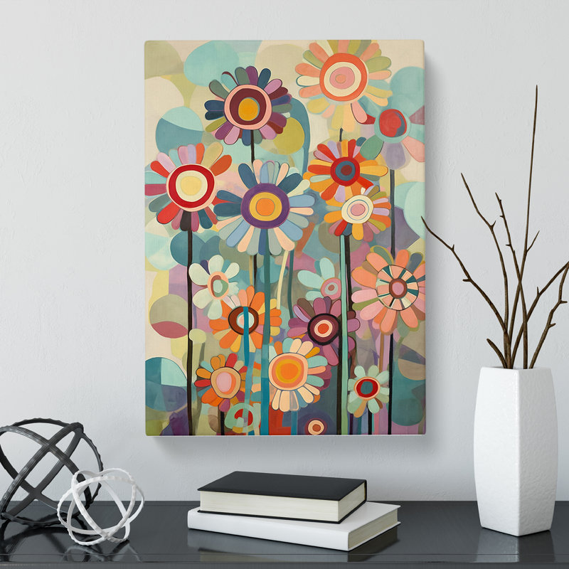 Gavankar Flowers Retro Vol.2 - Wrapped Canvas Print, 60cm H x 40cm W x 3cm D