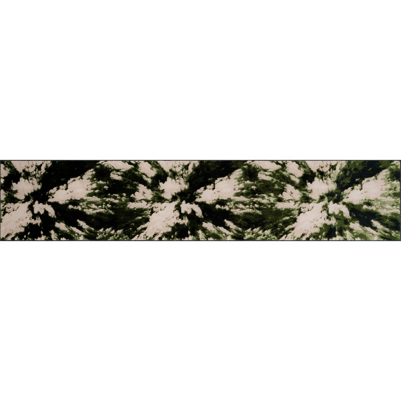 Abstract Flatweave Indoor / Outdoor Area Rug, GREEN, 80 X 150 CM