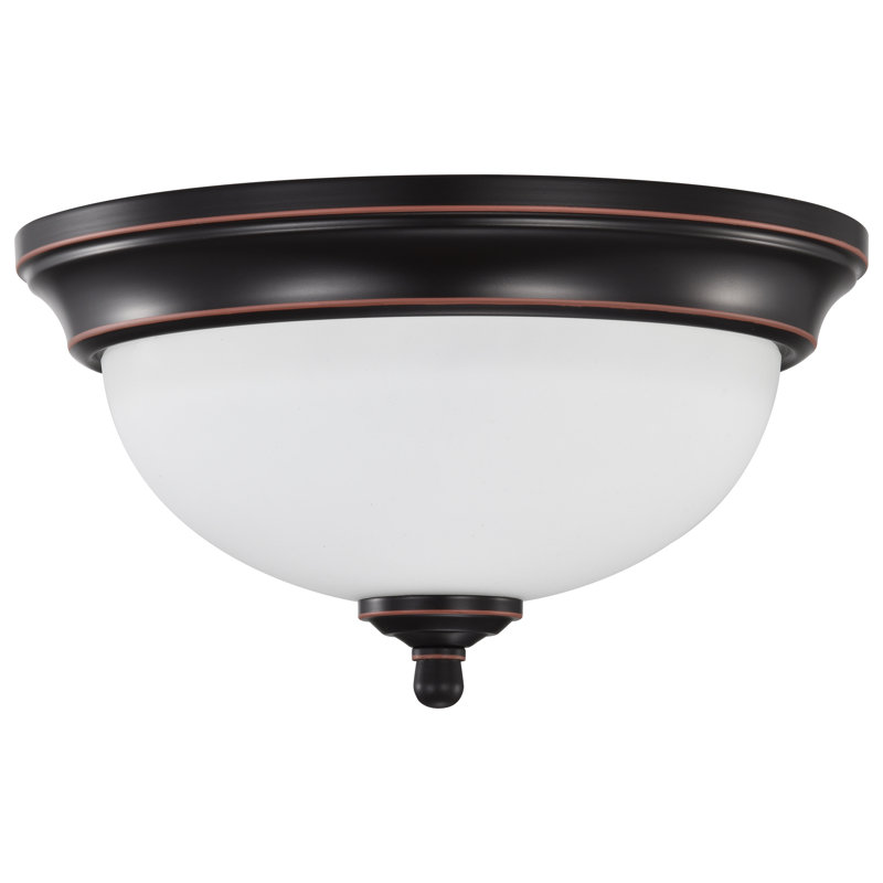 Plafonnier encastré en verre Megham, Bronze acajou, H 6 po x l 10,88 po x P 10,88 po