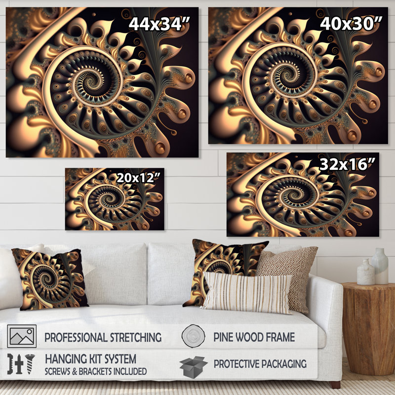 Adrius Golden Fractal Bliss II - reproduction sur toile, L 20 po x H 12 po, Toile tendue