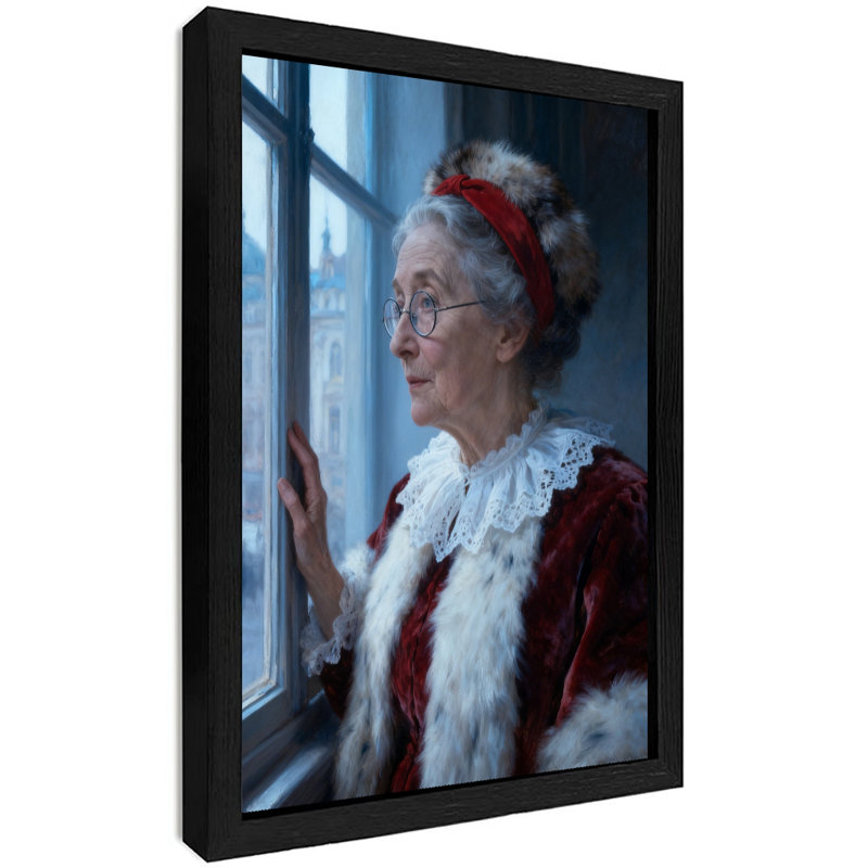Black Framed Vintage Elegant Christmas Grandma Wall Art Retro Style Framed Prints, 25" H x 17" W