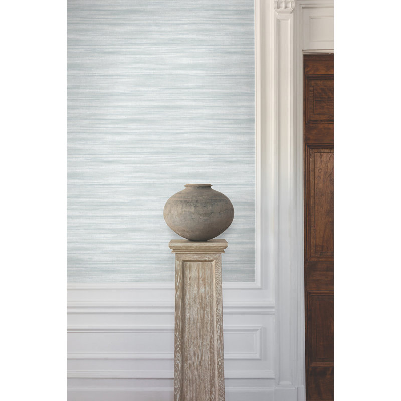 Brushed Linen Abstract Wallpaper Double Roll, Light Blue