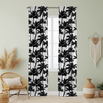 Semi Sheer Beach Print Curtain Single Panel