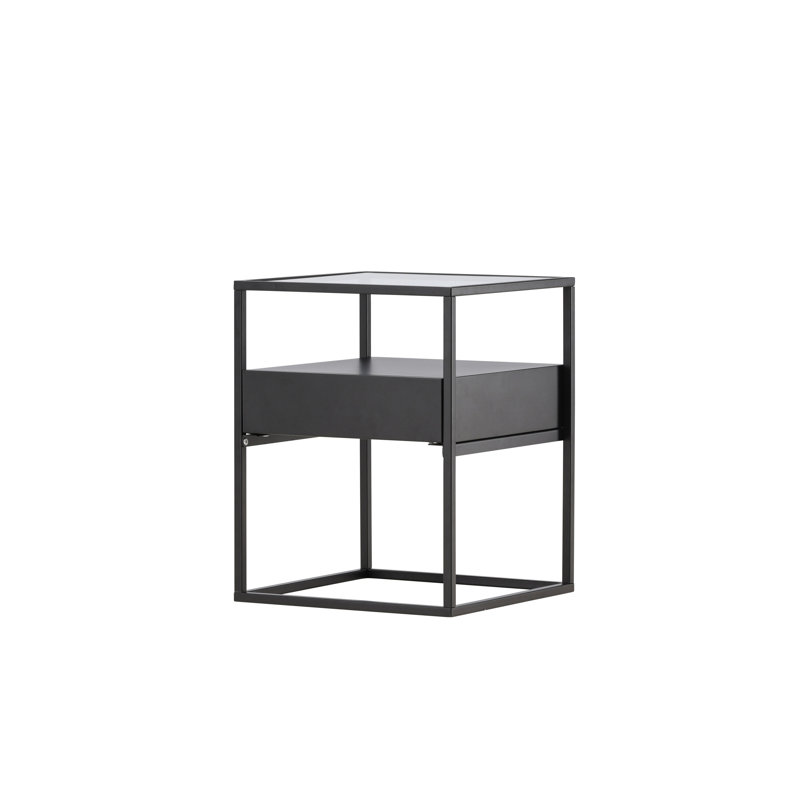Boysie Glass Top End Table, Black