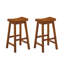 Tabourets de bar d'une hauteur de 29 pouces, ensemble de 2 pièces, siège de selle en bois massif, finition chêne | Idée de cadeau-1054416884
