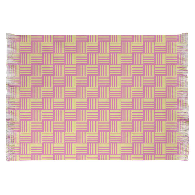 Tapis à rayures jaune/rose basketweave, Non