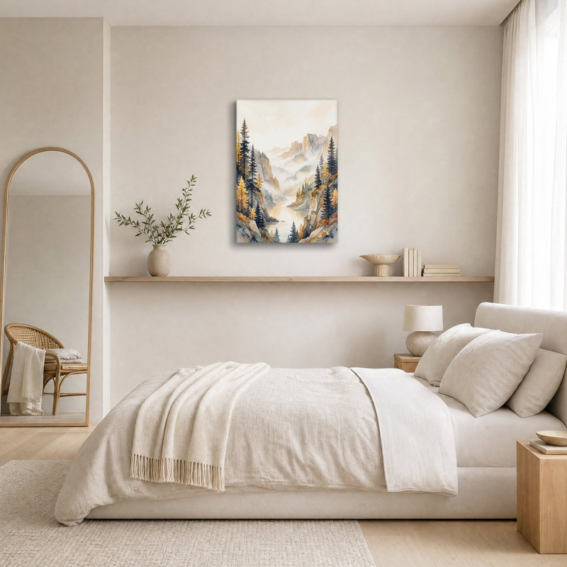 Art mural sur toile Misty Mountains River, H 18 po x l 12 po