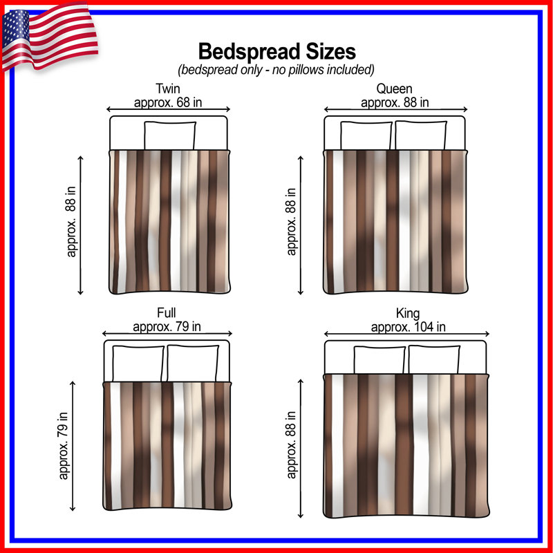 Brown Beige Vertical Stripes Bedding Striped Bedspread Pattern, King