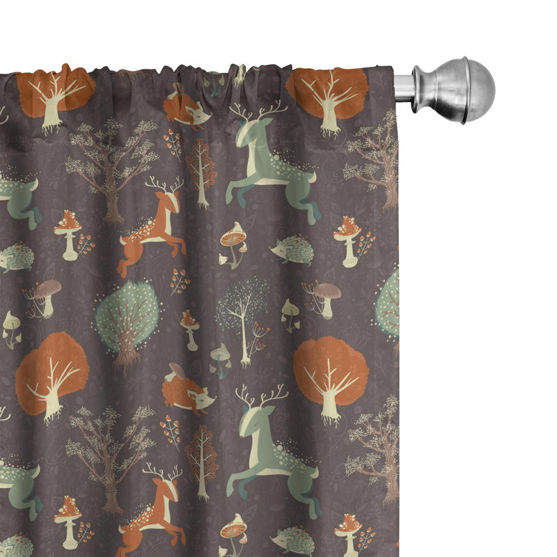 Folk Art Semi-Sheer Rod Pocket Curtain Panels, 28" x 63"