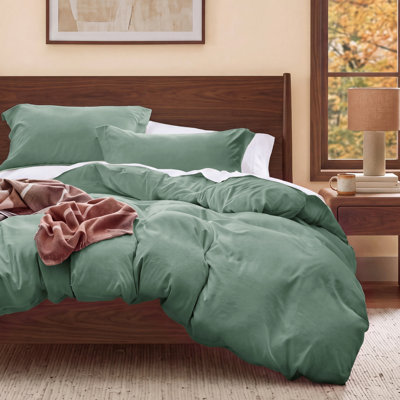 Bedsure Microfiber Duvet Cover Twin Size - Prewashed Cotton-Like Extra Soft Bedding Set (Set of 3)