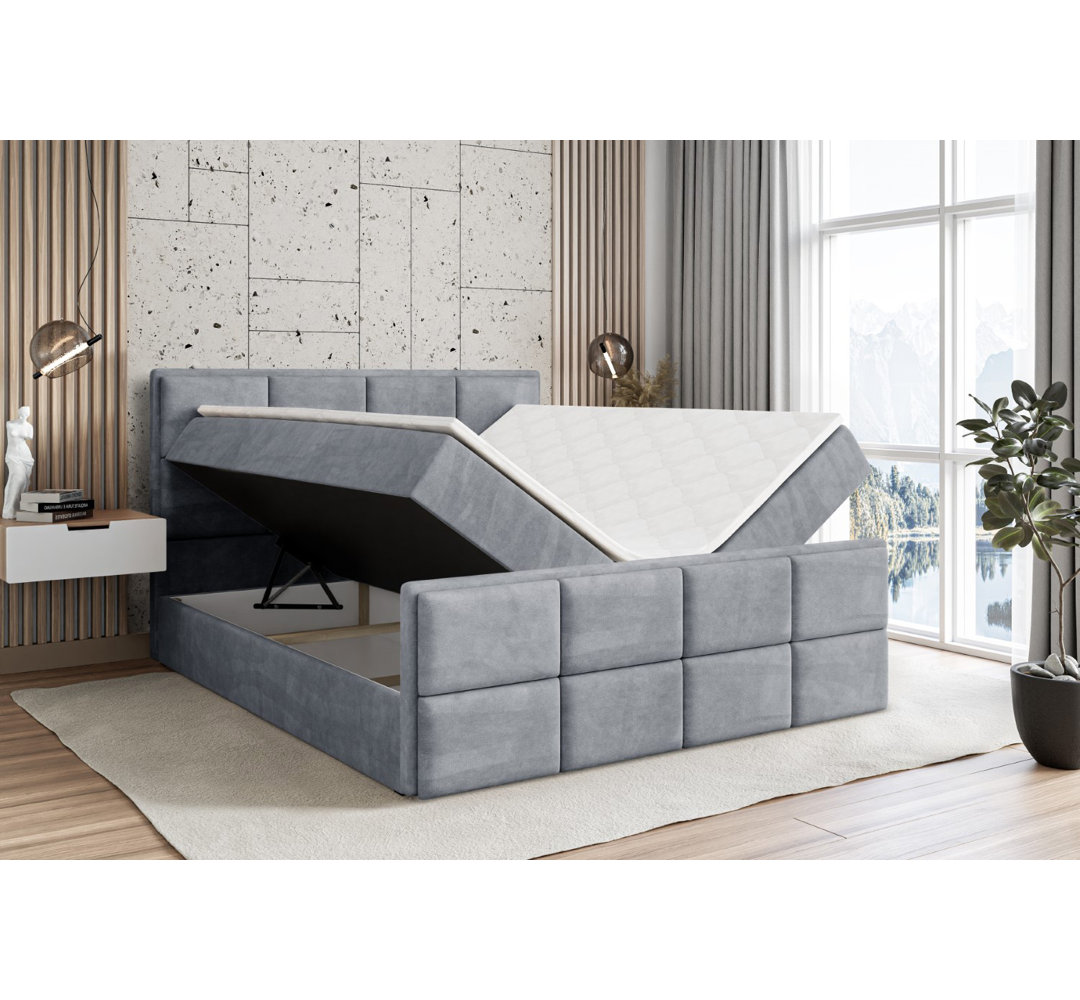 Boxspringbett mit bettkasten und Topper