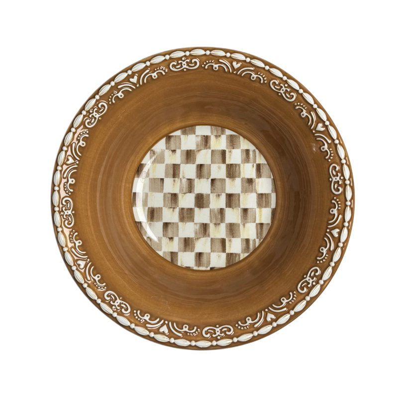 Mocha check gingerbread small bowl