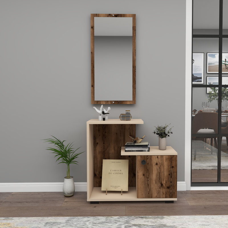 Lily-Lee 72cm Console Table, Light Walnut/Beige