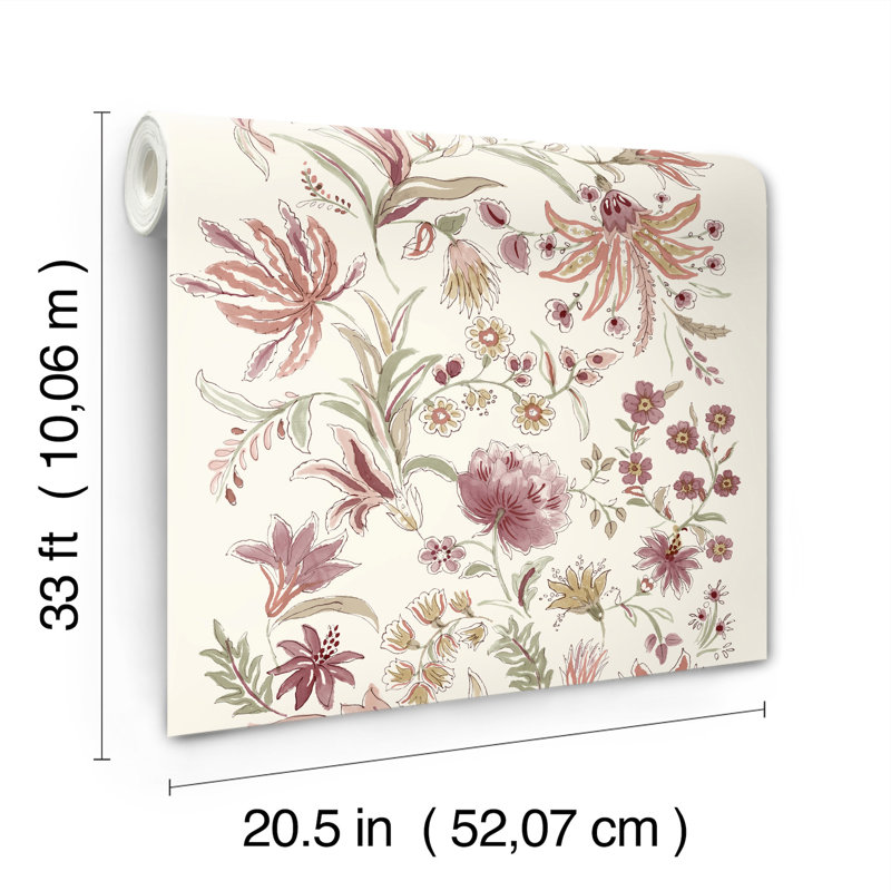 Papier peint à rayures Teonna, Mauve