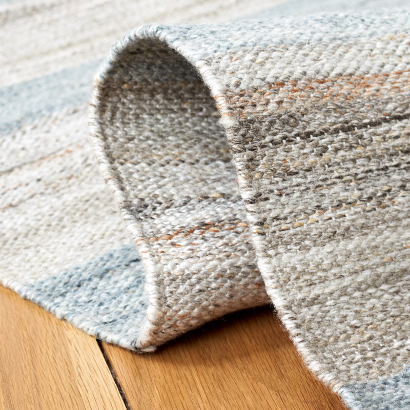 Tapis rayé kilim 107 gris / beige, Tapis de couloir 2 pi 3 po x 9 pi