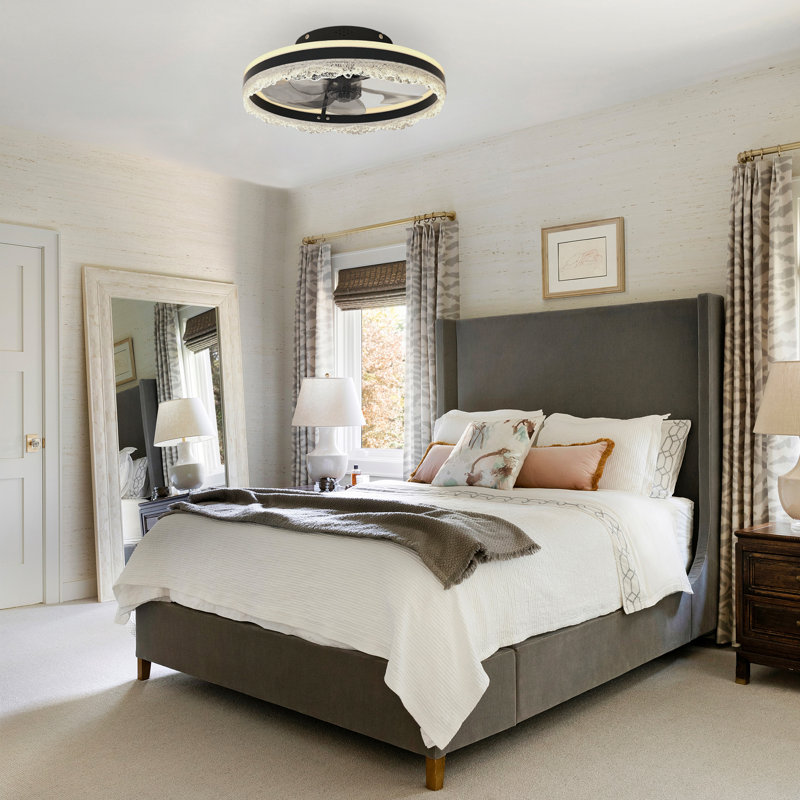 Low Profile Ceiling Fan with Light & Remote – 15.7" Flush Mount LED Fan for Bedroom, Quiet Motor, 3 Speeds, Misty Gray