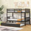 Lit superposé simple au-dessus de simple en bois d'hévéa avec lit gigogne-1182467368