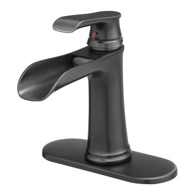 Contemporary Bathroom Faucet, Waterfall, Deck Mounted, Brushed Gold, Side Sink Deck-Mounted,