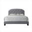 Cadre de lit rembourré pour chambre à coucher grand lit en tissu gris avec tête de lit arquée capitonnée