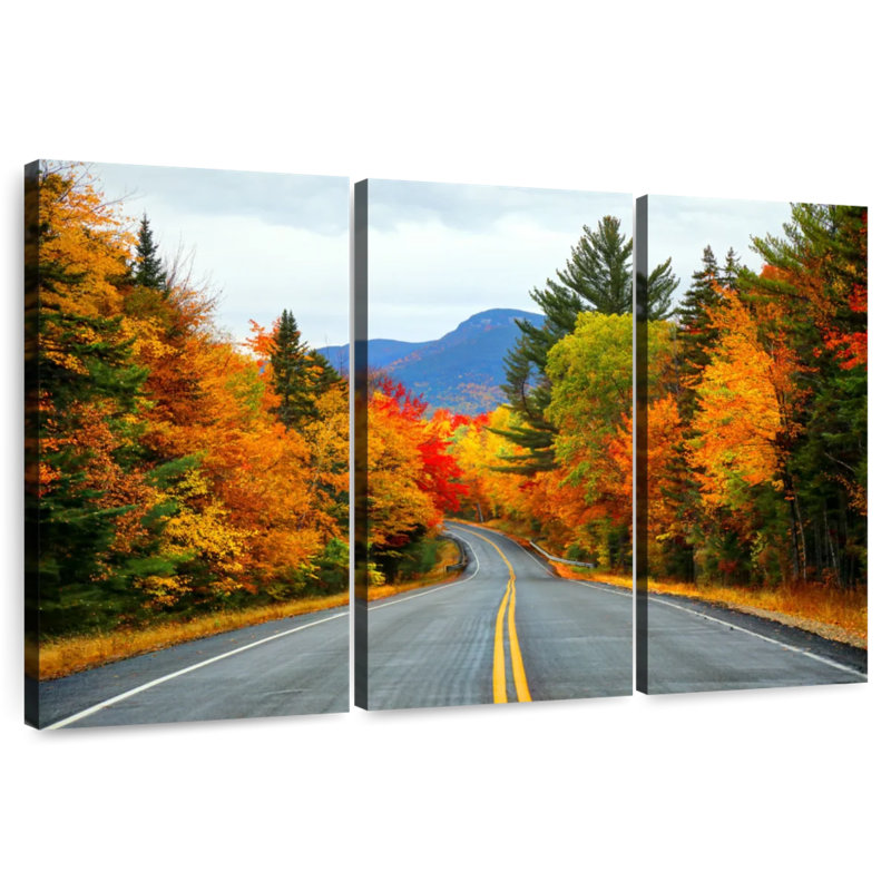 Mehar New Hampshire Autumn Road, 24" H x 38" W