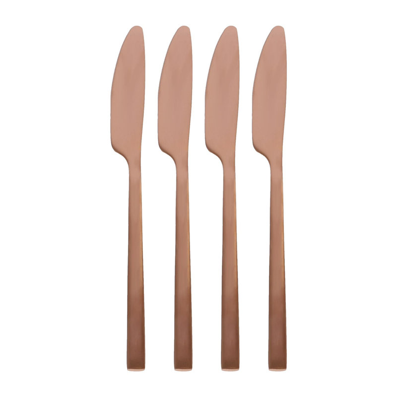 Stainless Steel Dinner Knives - 21cm - Pack of 4, Copper