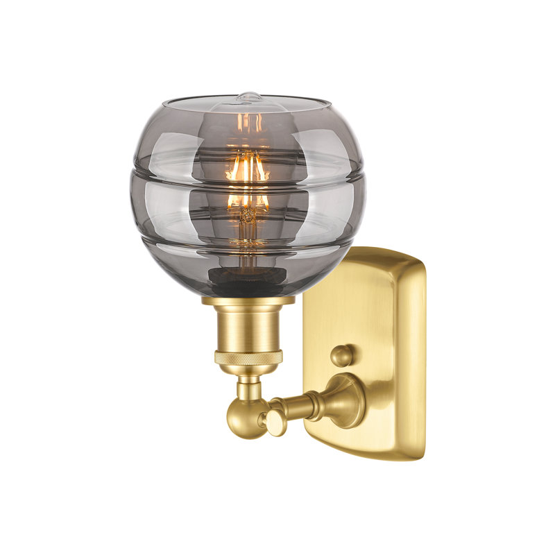 Applique murale 1 lumière Ballston Bienes, H 8,88 po x l 5,88 po x P 7,06 po, Gris fumée clair, Or satiné