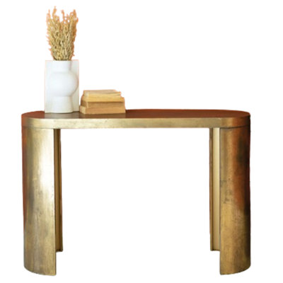 Oval Antique Brass Console Table