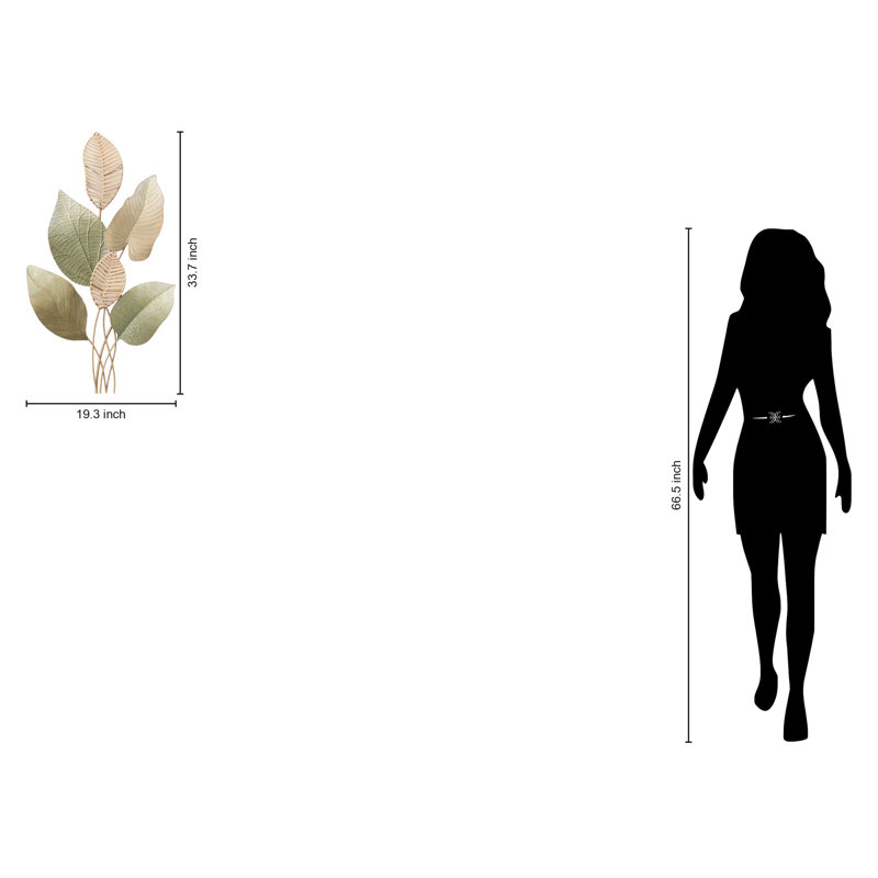 Nature Inspired Leaf Wall Decor Metal Wall Décor - 19" x 34"