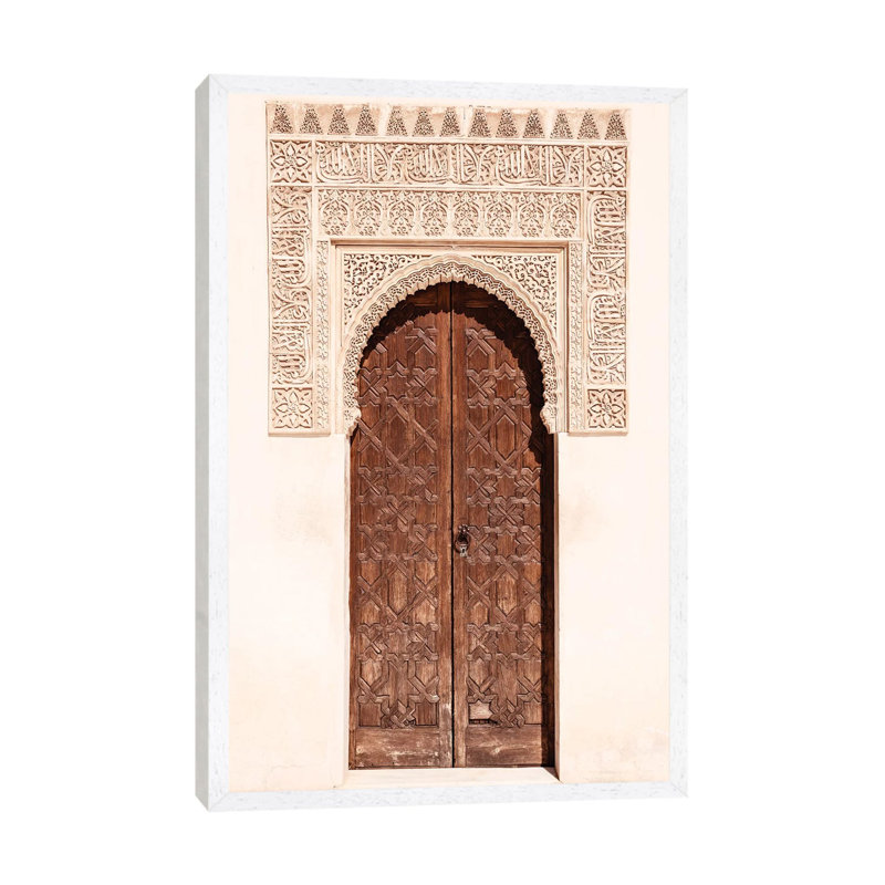 Arab Door In The Alhambra by Philippe Hugonnard - Print on Canvas, White Framed, 101.6 cm H x 66.04 cm W
