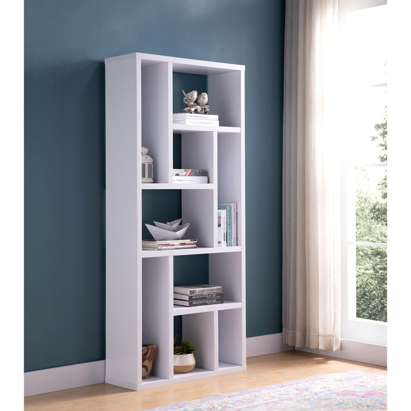 Bibliothèque contemporaine avec neuf tablettes - blanc
