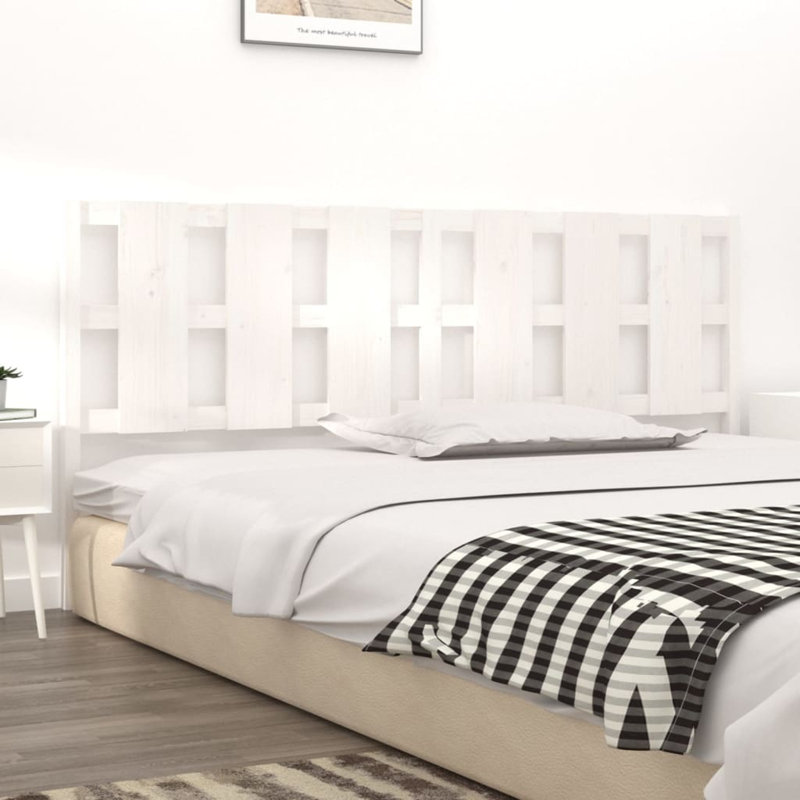 17 Stories Bed Headboard Solid Wood Pine, 205,5 x 4 x 100 cm, White