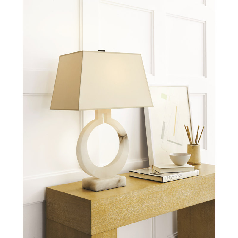 Ring Table Lamp, Alabaster, 20.25" H x 13.5" W x 13.5" D, Linen