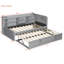 Lit de jour simple rembourré avec lit gigogne, tablettes de rangement, port USB et prise de courant (gris)-921642255