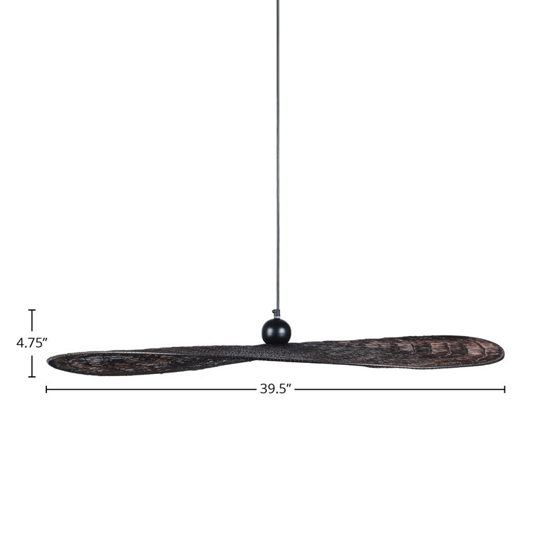 Ilse 40" Round Handwoven Pendant Light, Antique Black