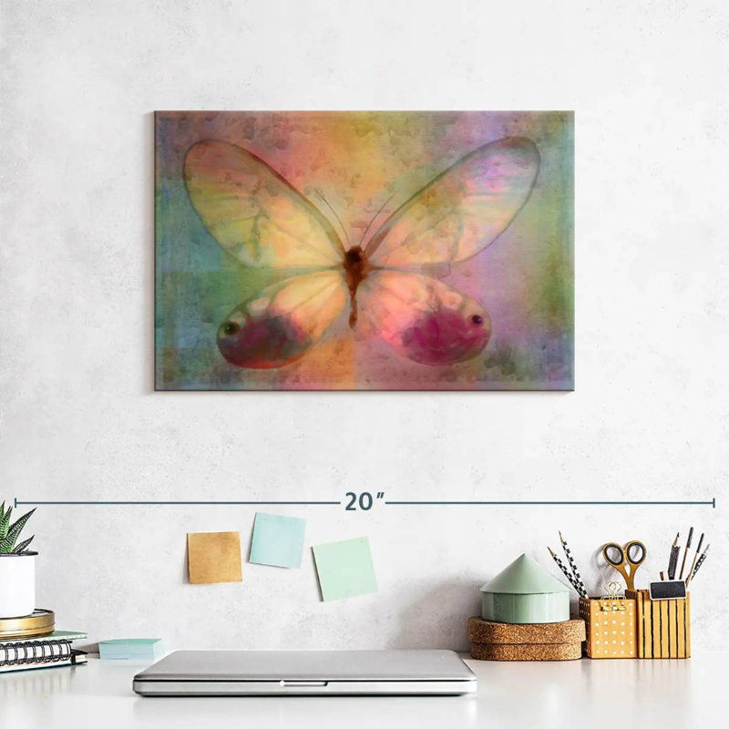 Aquarelle de papillon jaune, H 8 po x l 12 po