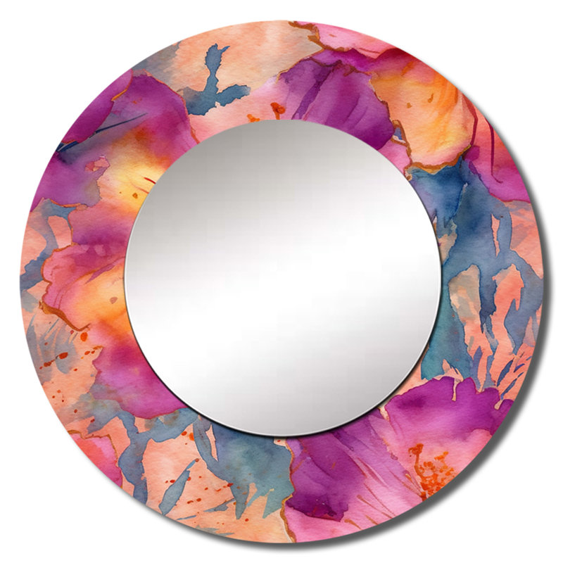 Glennie mauve orange, fleurs d'hibiscus - hibiscus, décoration murale unique en miroir, 36 po x 36 po