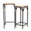 Ensemble de deux tables gigognes carrées en acier massif naturel et noir patiné