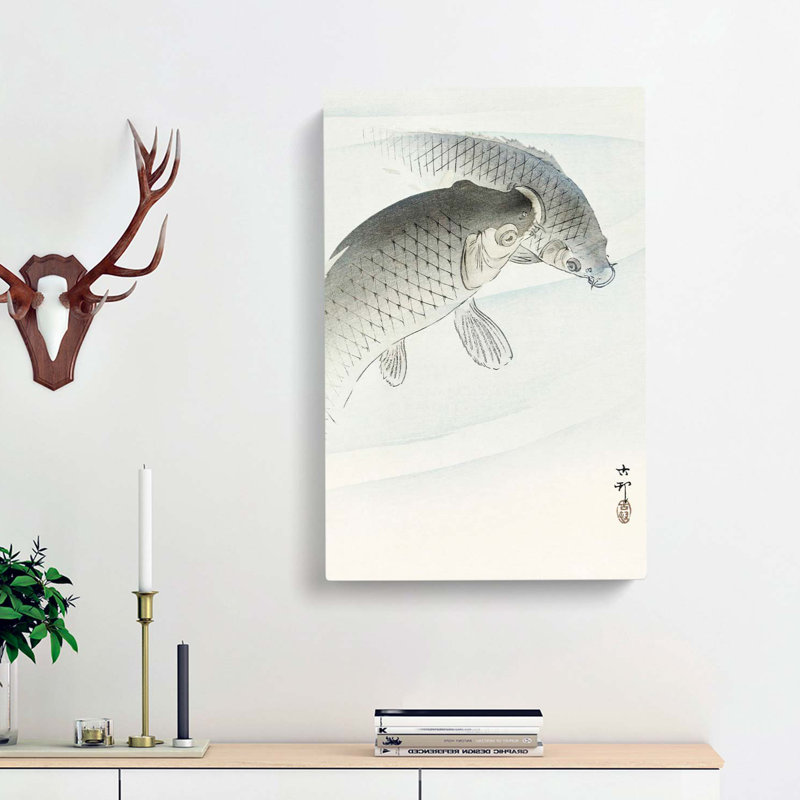 Two Carps by Ohara Koson - Wrapped Canvas, 60cm H x 40cm W x 3cm D