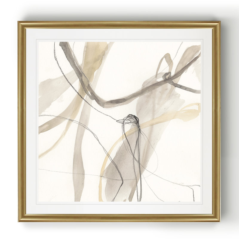 Neutral Momentum III, peinture sur toile, Impression encadrée, H 26,5 po x l 26,5 po, Doré
