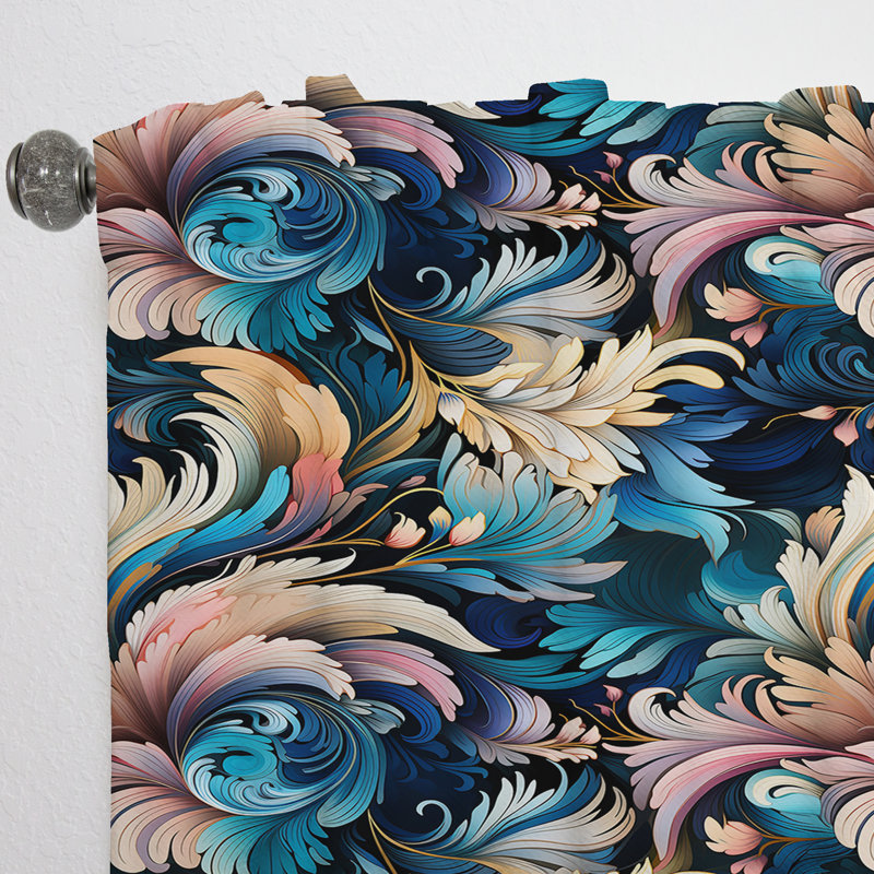 Deco Paisley Elegance I - Rideau floral - Rideau floral obscurcissant - 1 panneau, L 52 po x L 120 po