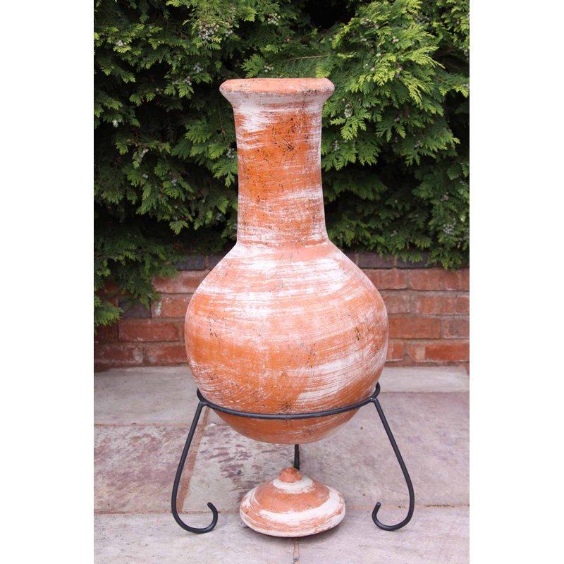 Sol Column Clay Chimnea, Rustic Orange