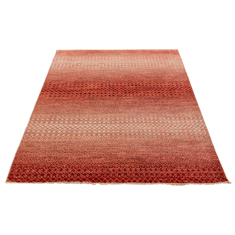 Tapis cuivre foncé en soie noué à la main One Of Kind 6 pi 6 po x 9 pi 3 po