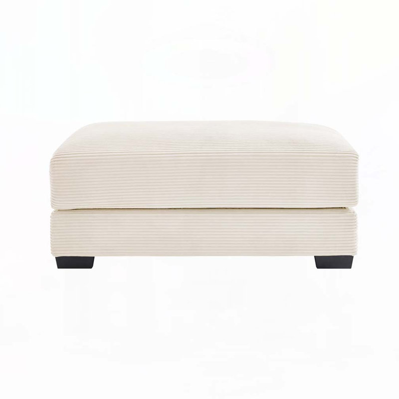 Corduroy Fabric Ottoman, Cream
