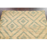 Tapis beige en jute noué à la main de conception unique 4 pi x 5 pi 9 po New Age